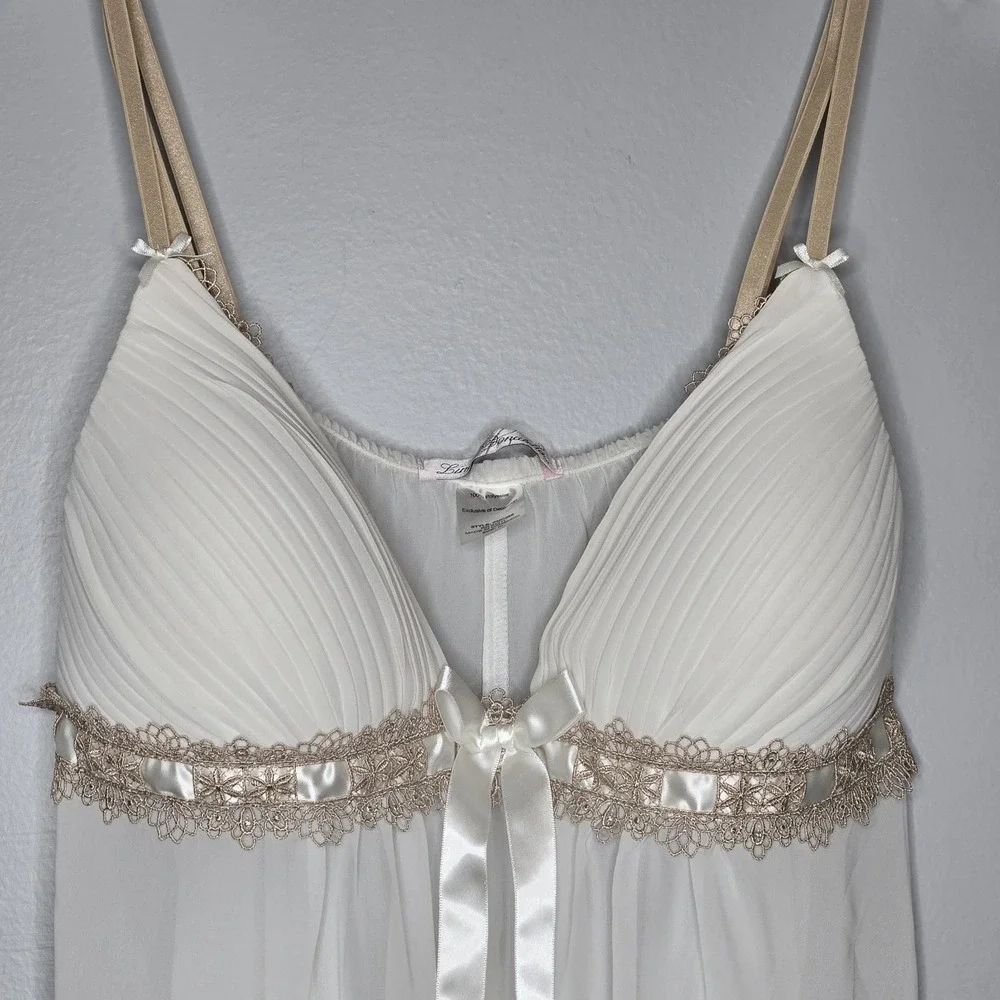 Linea Donatella Ivory Lace‎ Babydoll Chemise XL Bridal Sheer Chiffon Lingerie